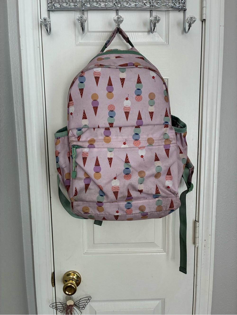 Crate&Barrel Pink Ice Cream Print Kids Backpack